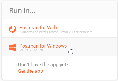 Postman open-with form