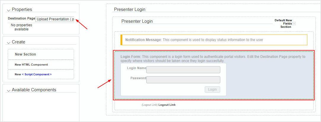 Login form box selected